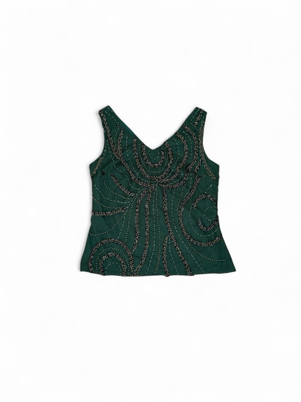 Embellished Emerald V-Neck Beaded Camisole